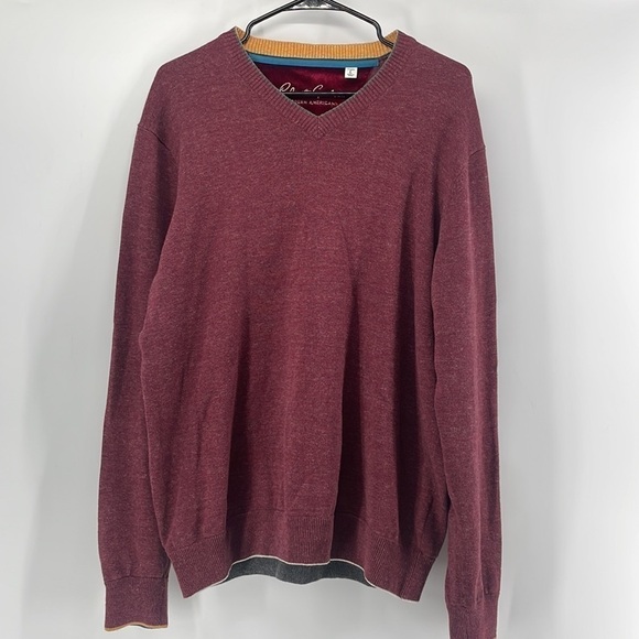 Robert Graham v neck sweater burgandy 100% cotton business casual career event - Picture 9 of 13